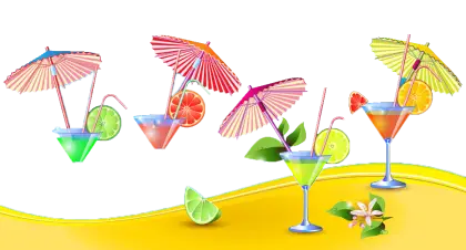Colorful Cocktail Glasses with Decorative Umbrellas