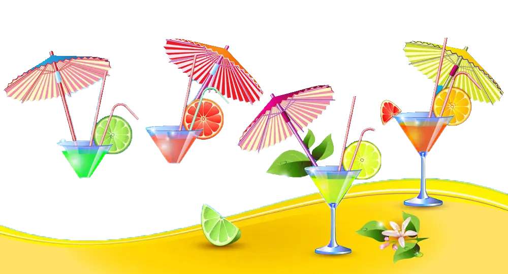 Colorful Cocktail Glasses with Decorative Umbrellas