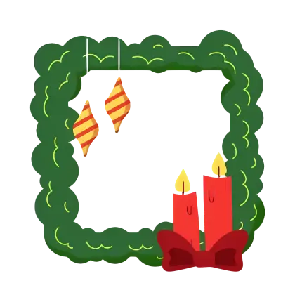 Christmas Wreath with Candles and Ribbon