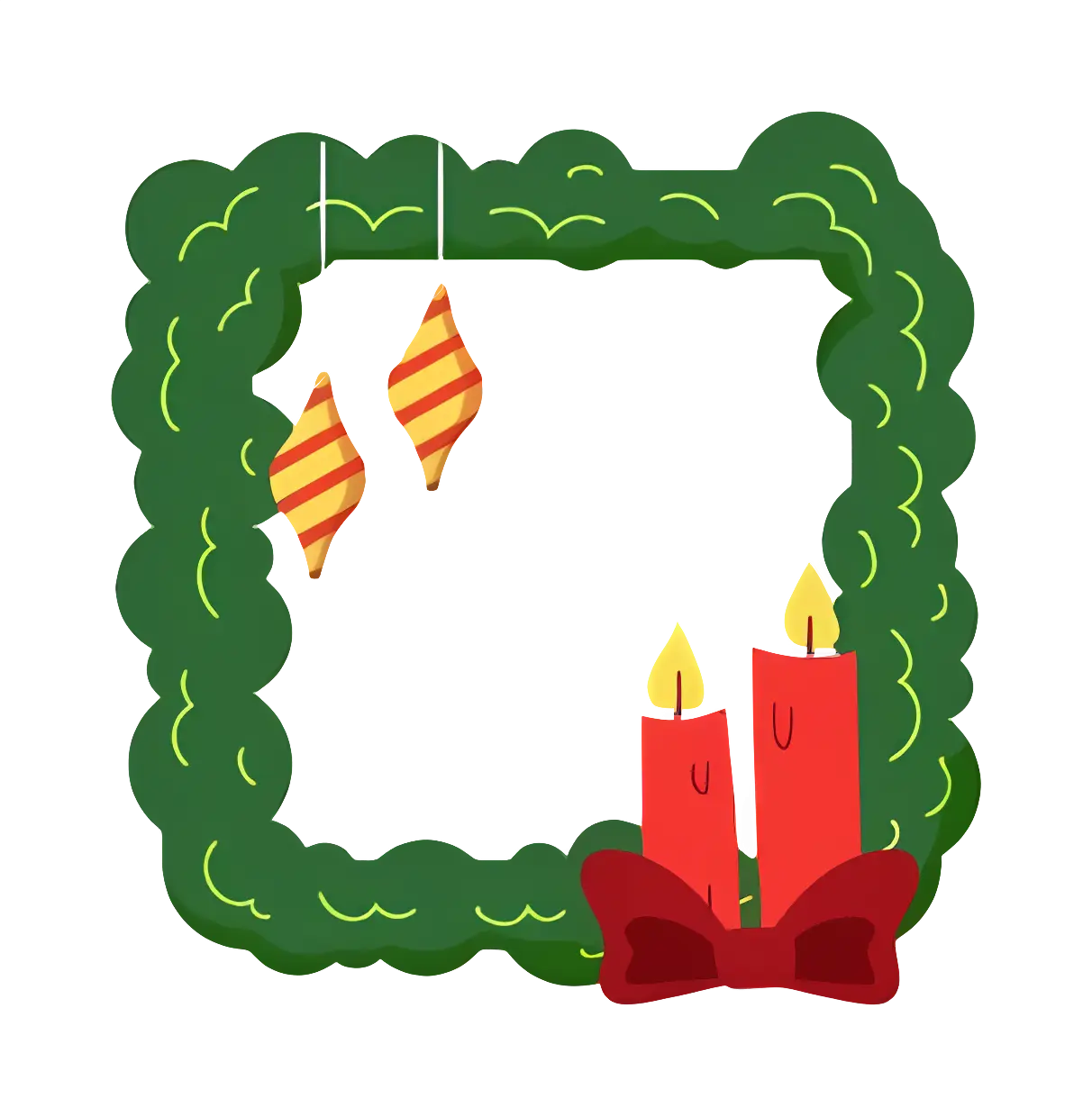 Christmas Wreath with Candles and Ribbon