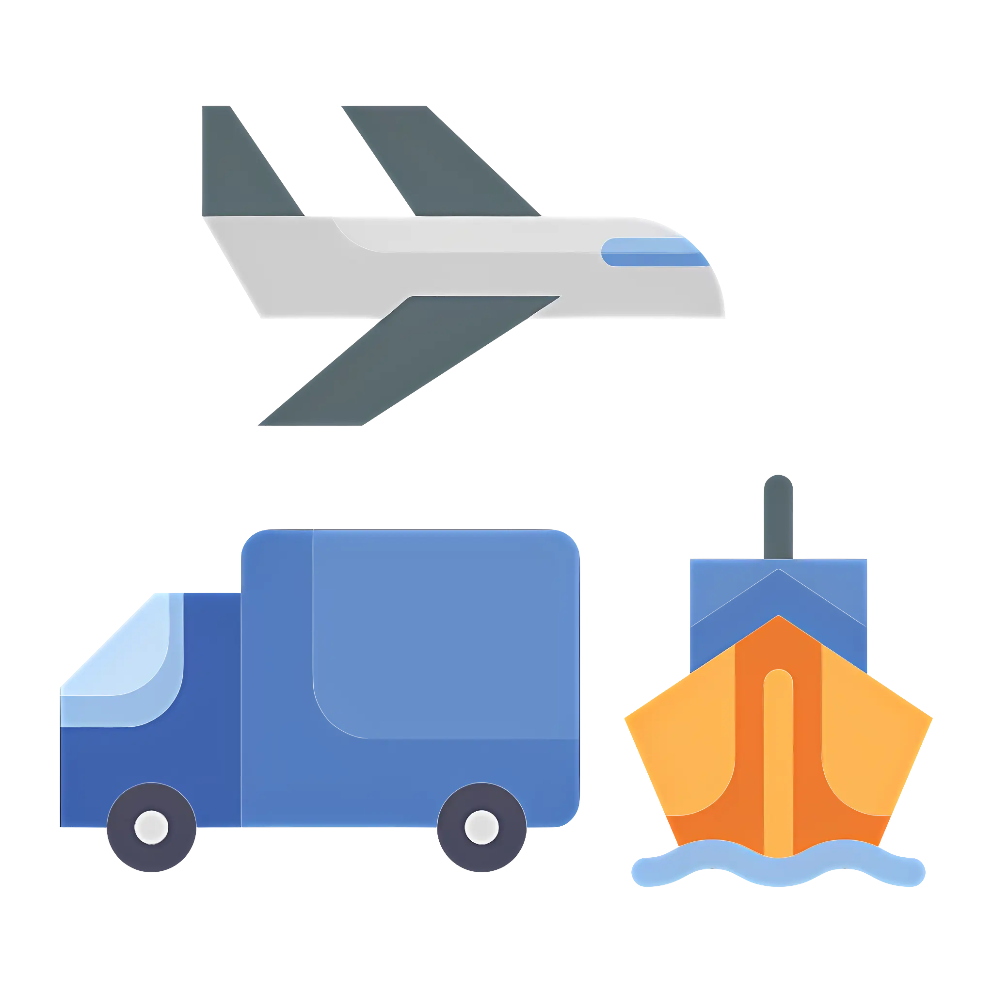 Transport Vehicles: Plane, Truck, and Ship
