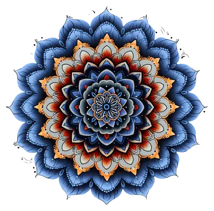 Blue Floral Mandala with Decorative Detailing