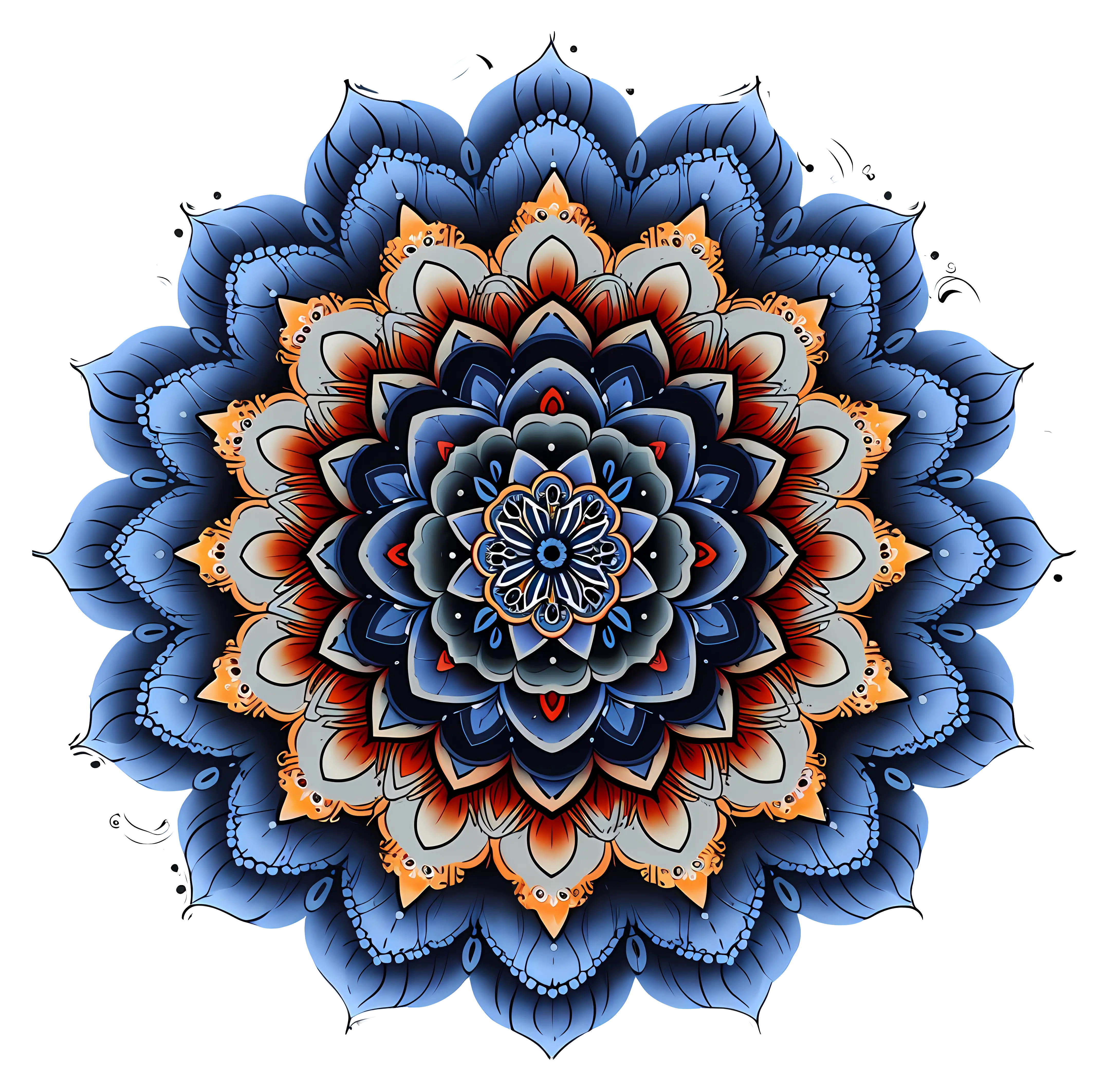 Blue Floral Mandala with Decorative Detailing