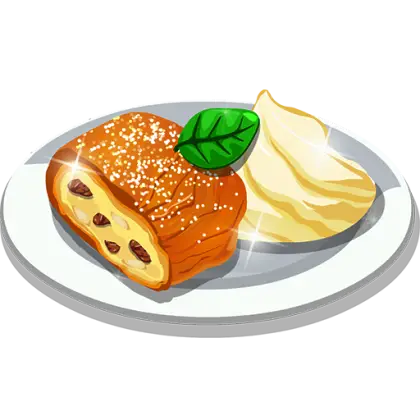Pastry with Cream on Plate
