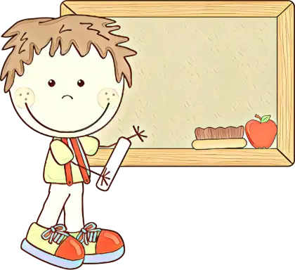 Child Drawing at Blackboard Cartoon Illustration