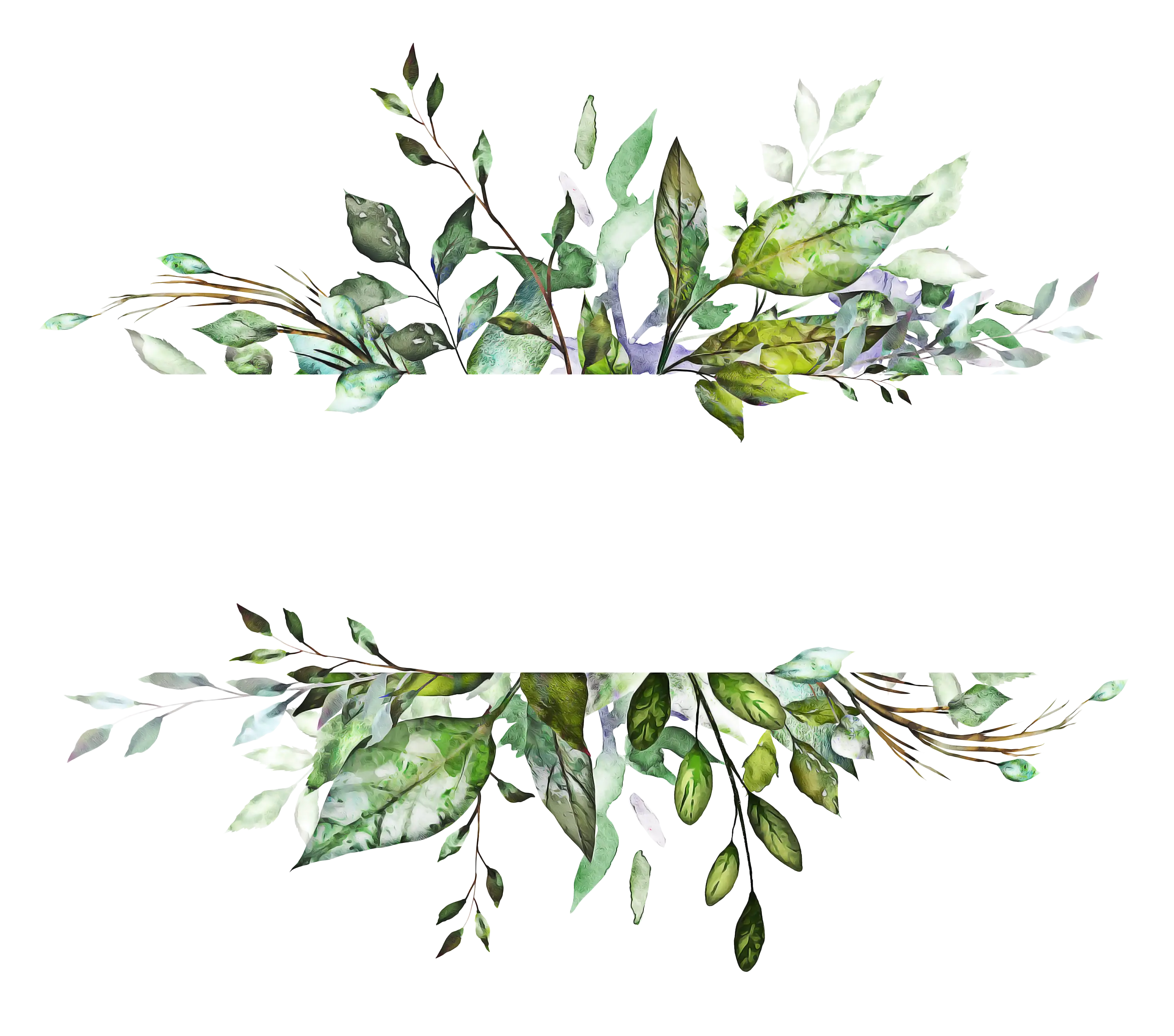 Green Watercolor Foliage Border Decoration