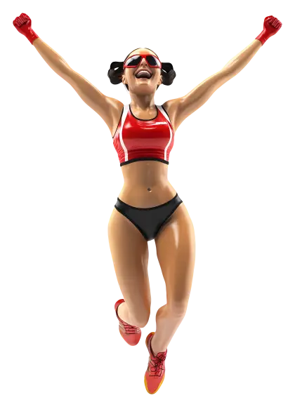Joyful Jumping Woman in Sportswear