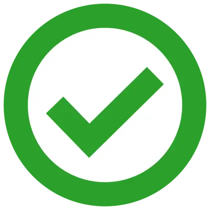 Tick Symbol on Green with White Border