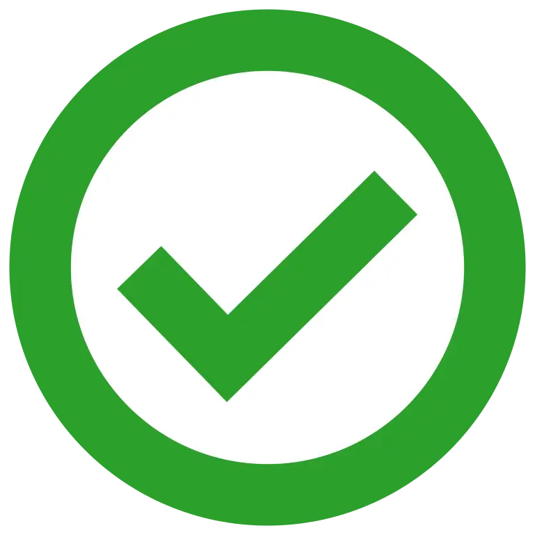 Tick Symbol on Green with White Border