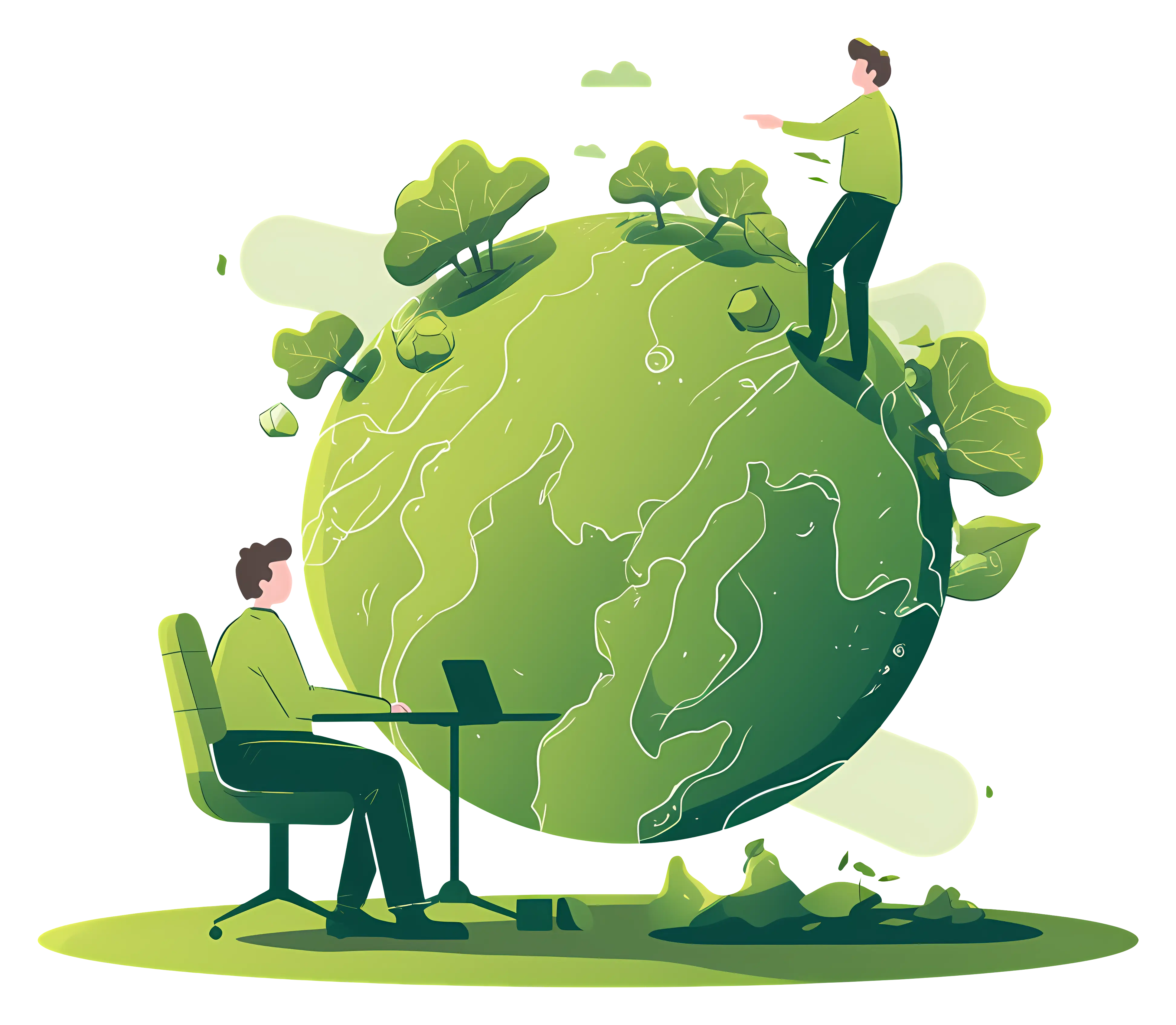 Green Planet with People and Nature