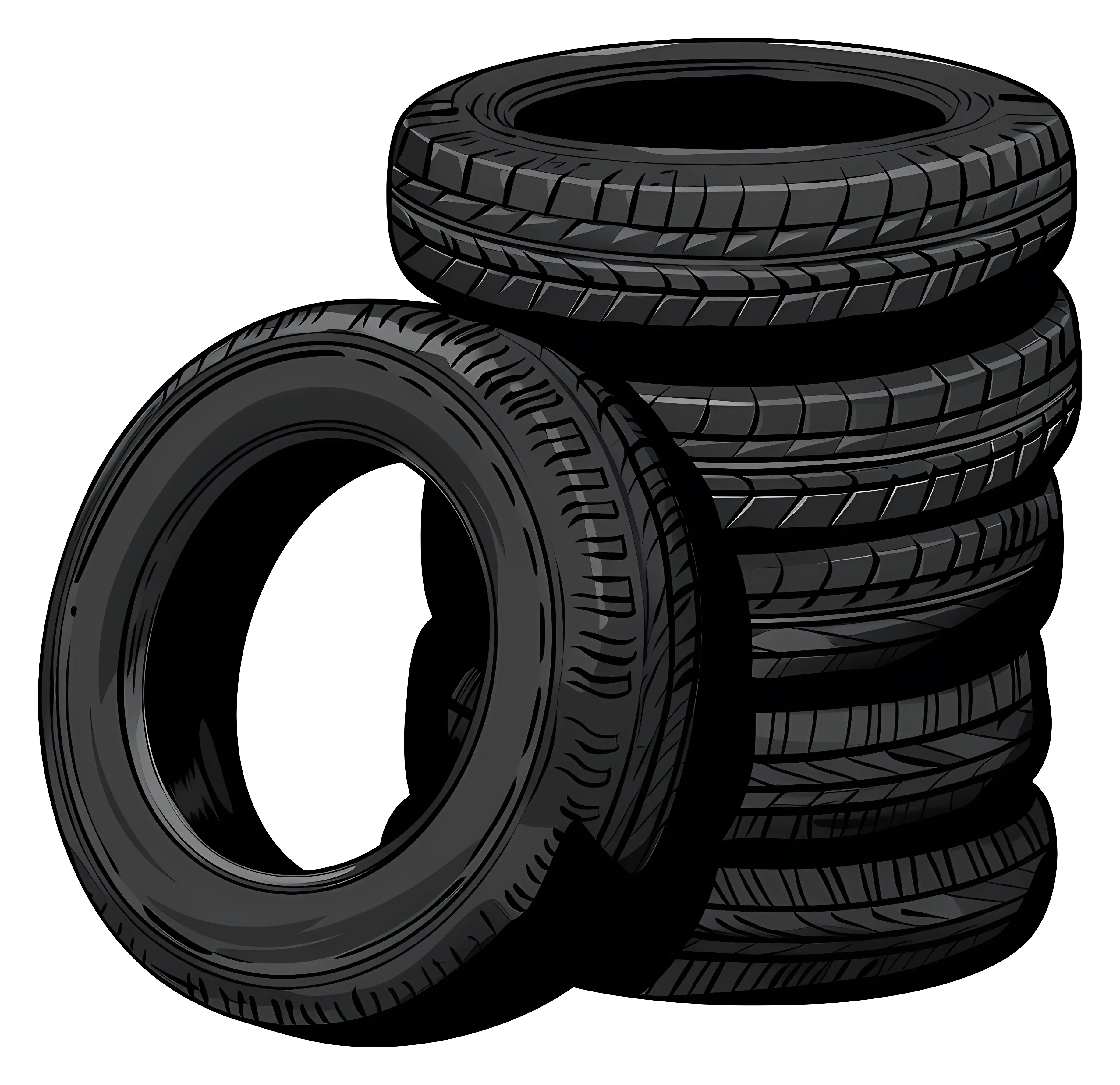 Stack of Black Tires for Car Maintenance