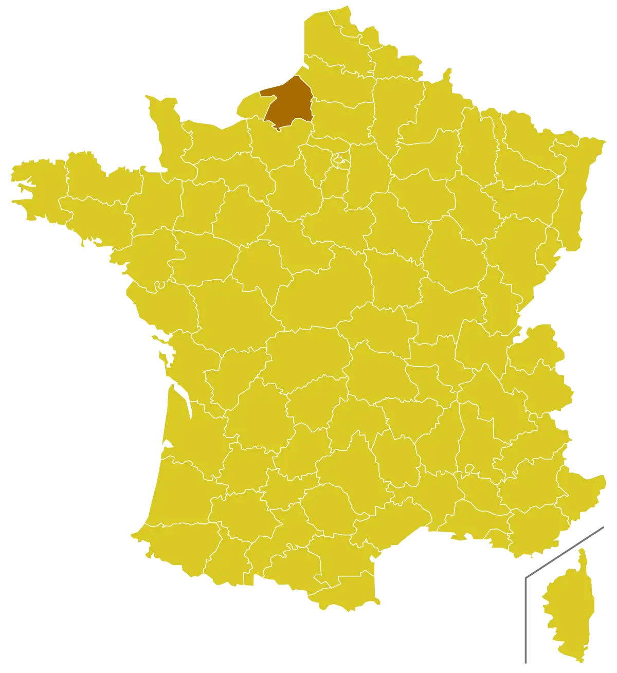 Map of France with Highlighted Region