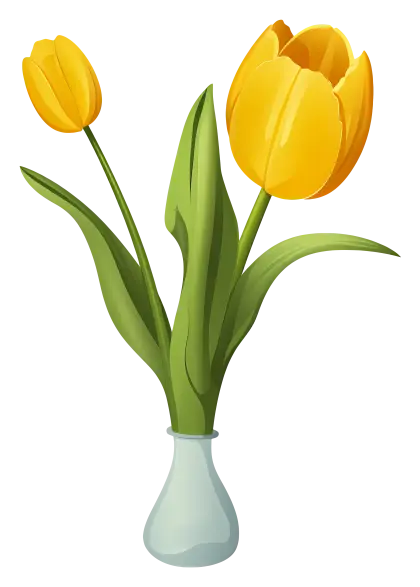 Yellow Tulips in a Vase Illustration