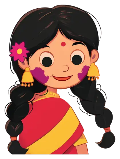 Girl in Sari with Flower and Jewelry