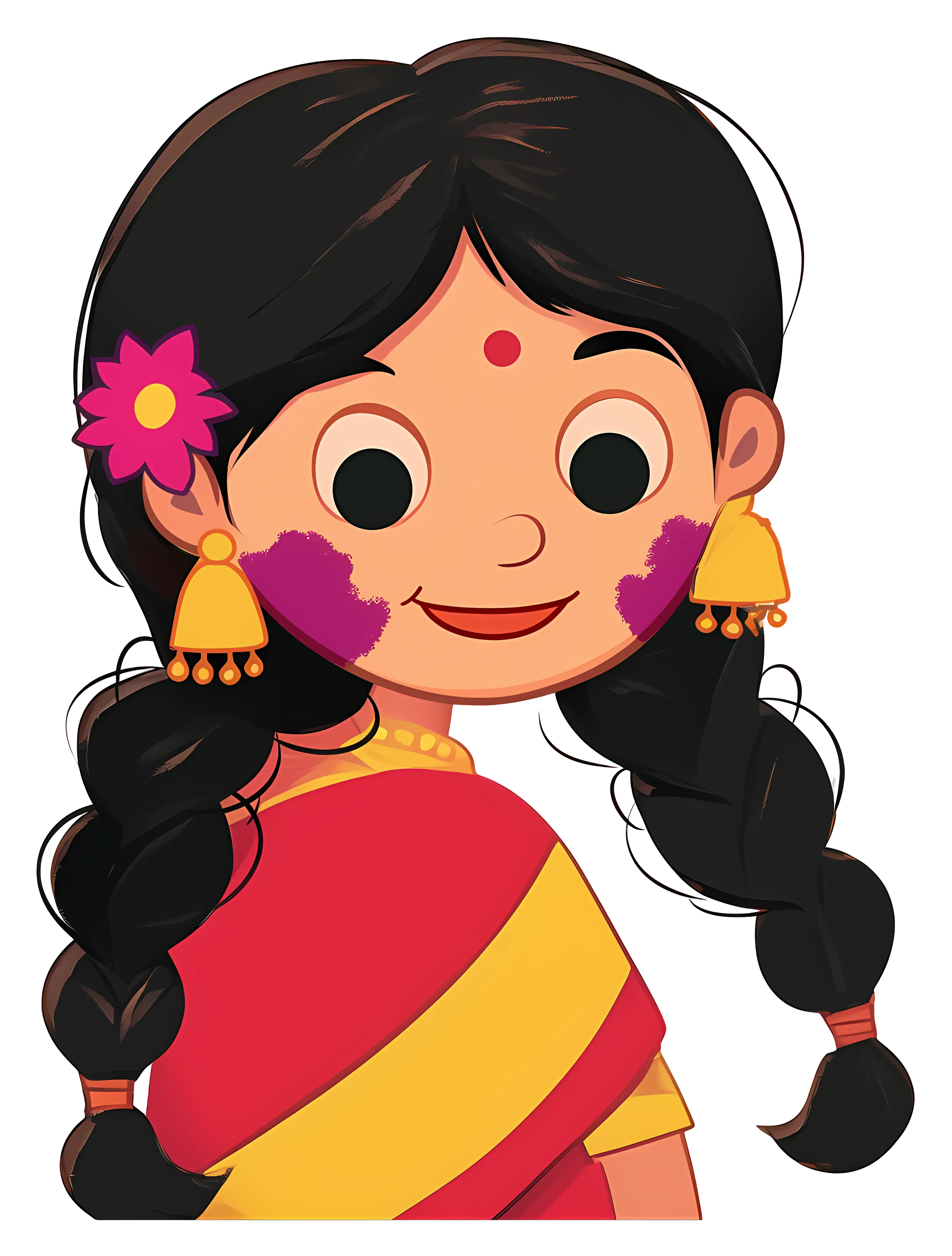 Girl in Sari with Flower and Jewelry