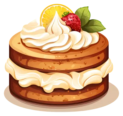 Layered Cake with Cream and Fruit Topping