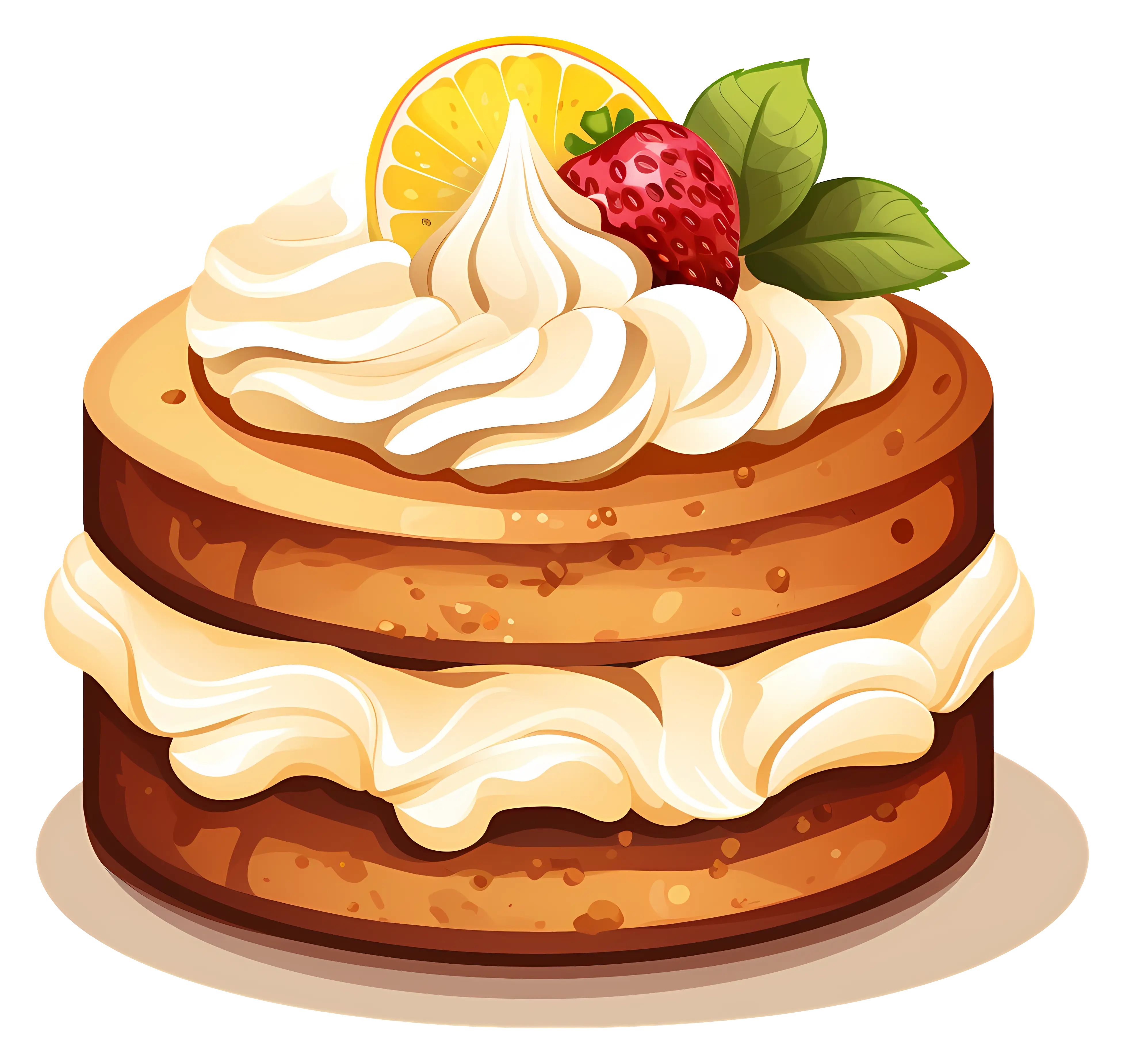 Layered Cake with Cream and Fruit Topping