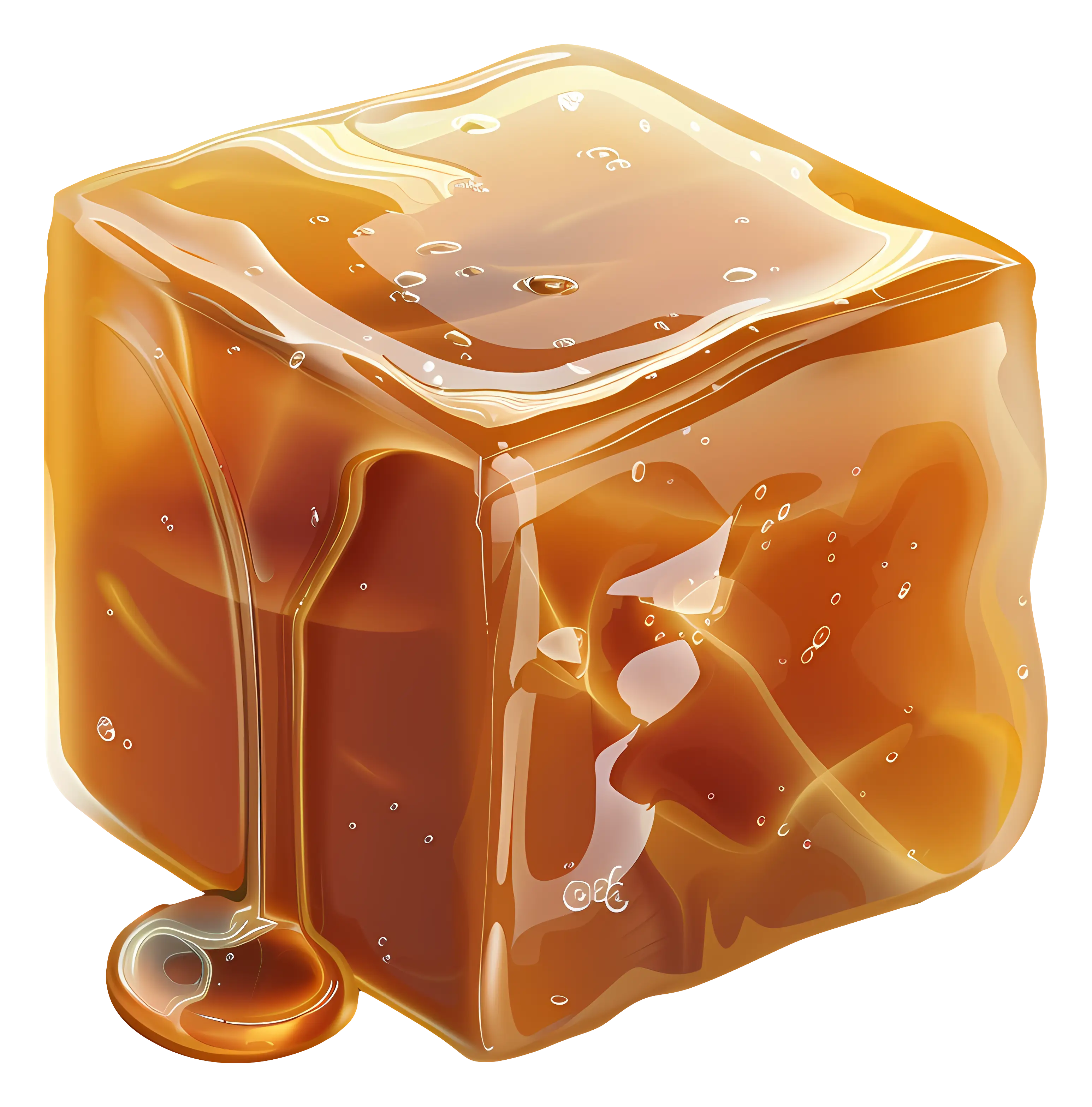 Glossy Caramel Cube Illustration