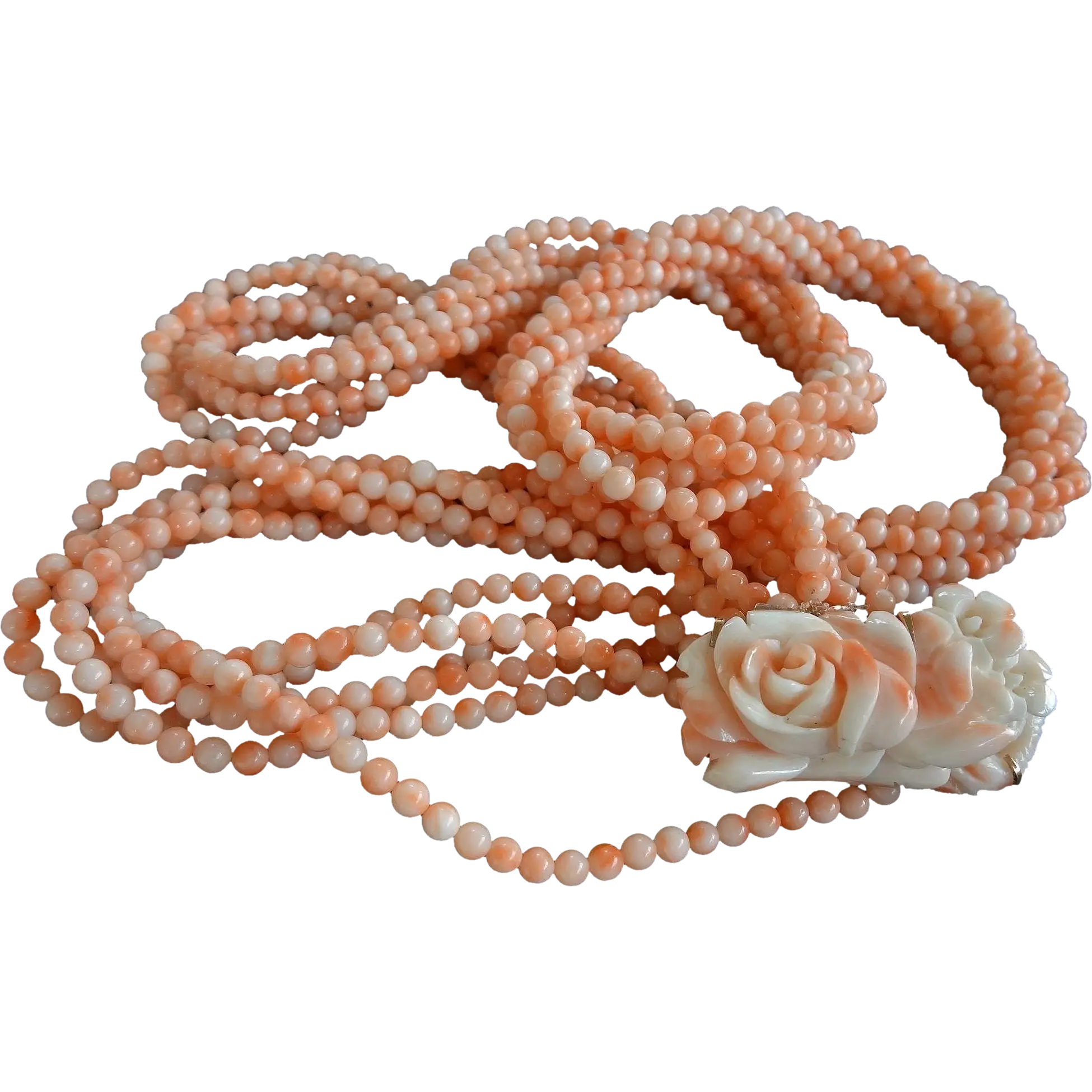 Peach Beaded Necklace with Flower