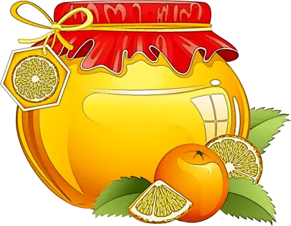 Honey Jar with Oranges Illustration