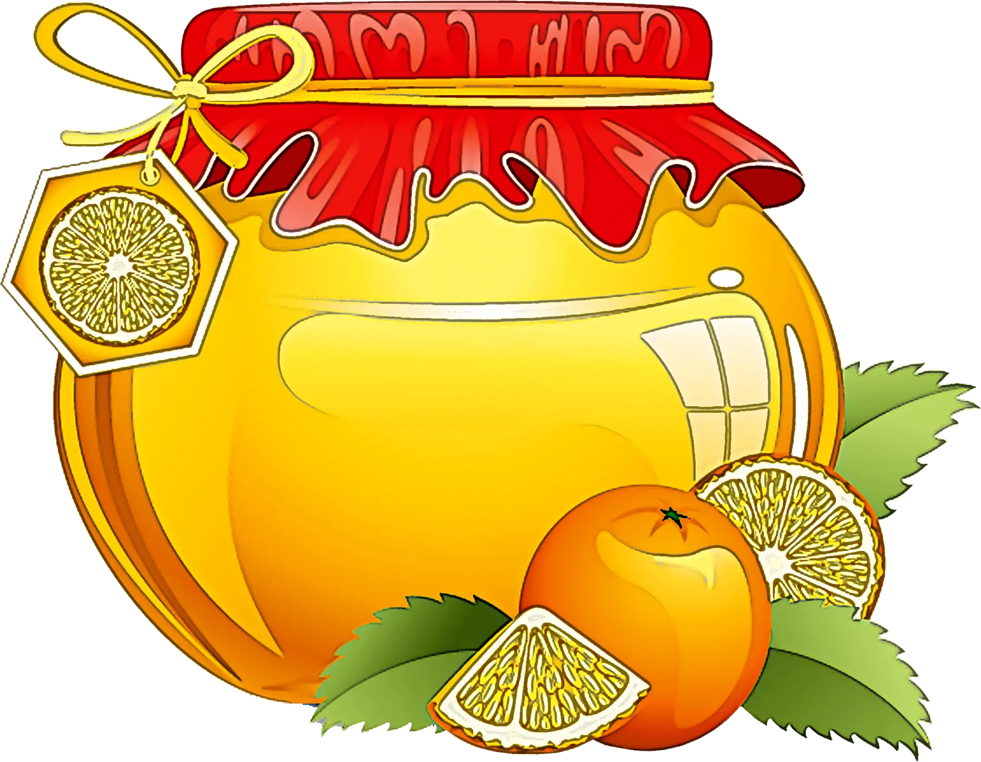 Honey Jar with Oranges Illustration