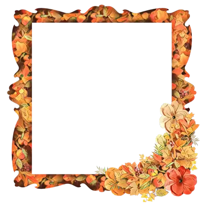 Autumn Floral Frame with Orange Flowers