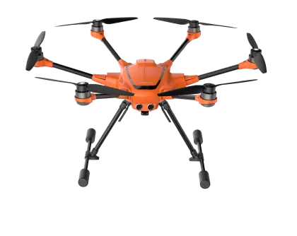 Orange Drone with Six Propellers for Aerial Use