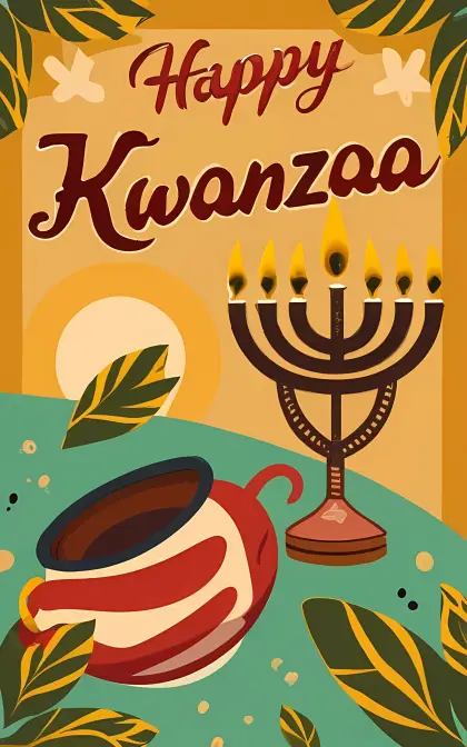 Kwanzaa Celebration with Candles and Cup