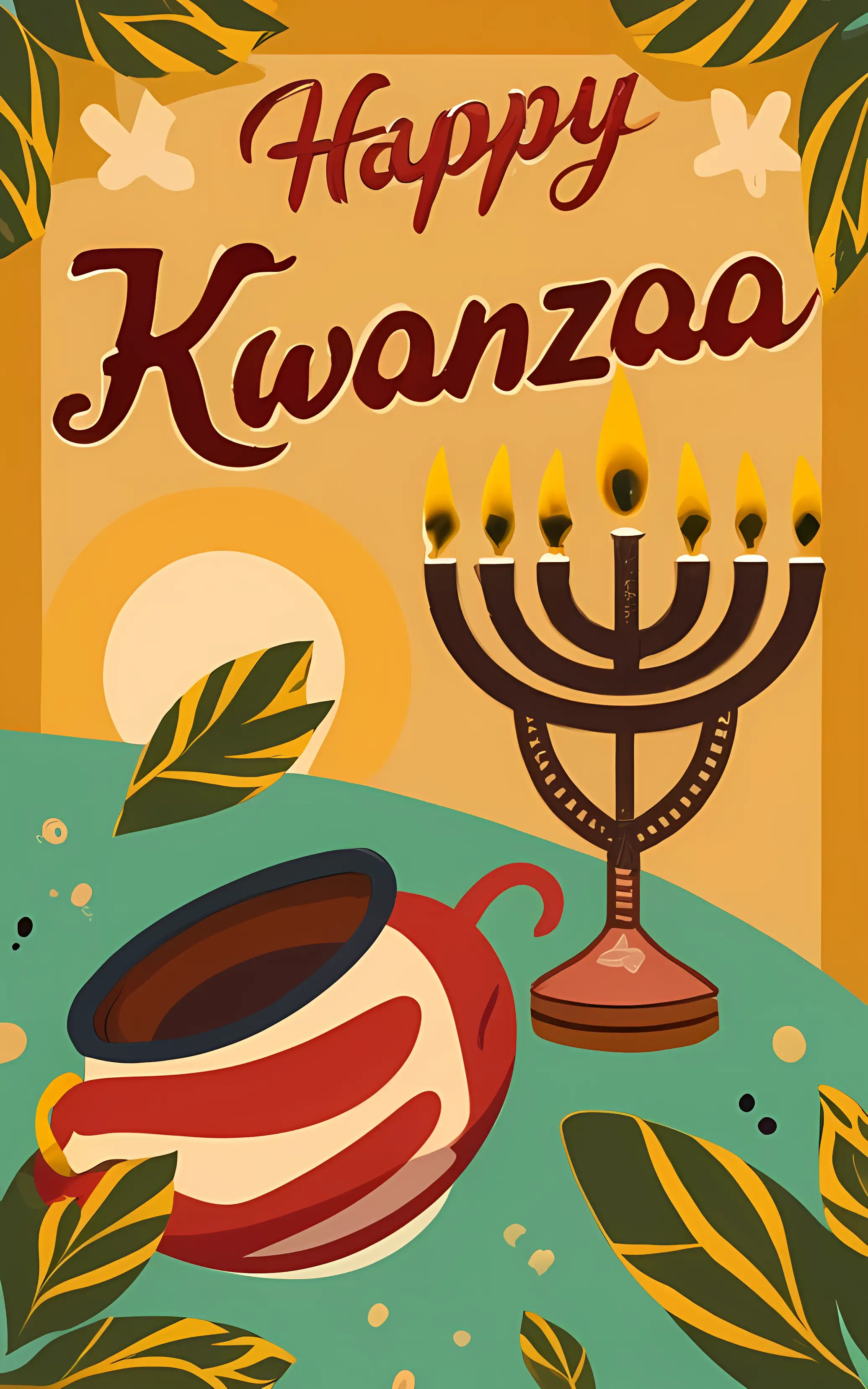 Kwanzaa Celebration with Candles and Cup
