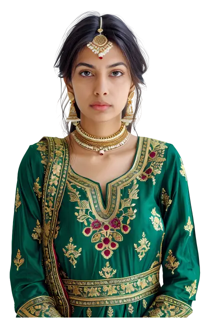 Woman in Green Traditional Dress