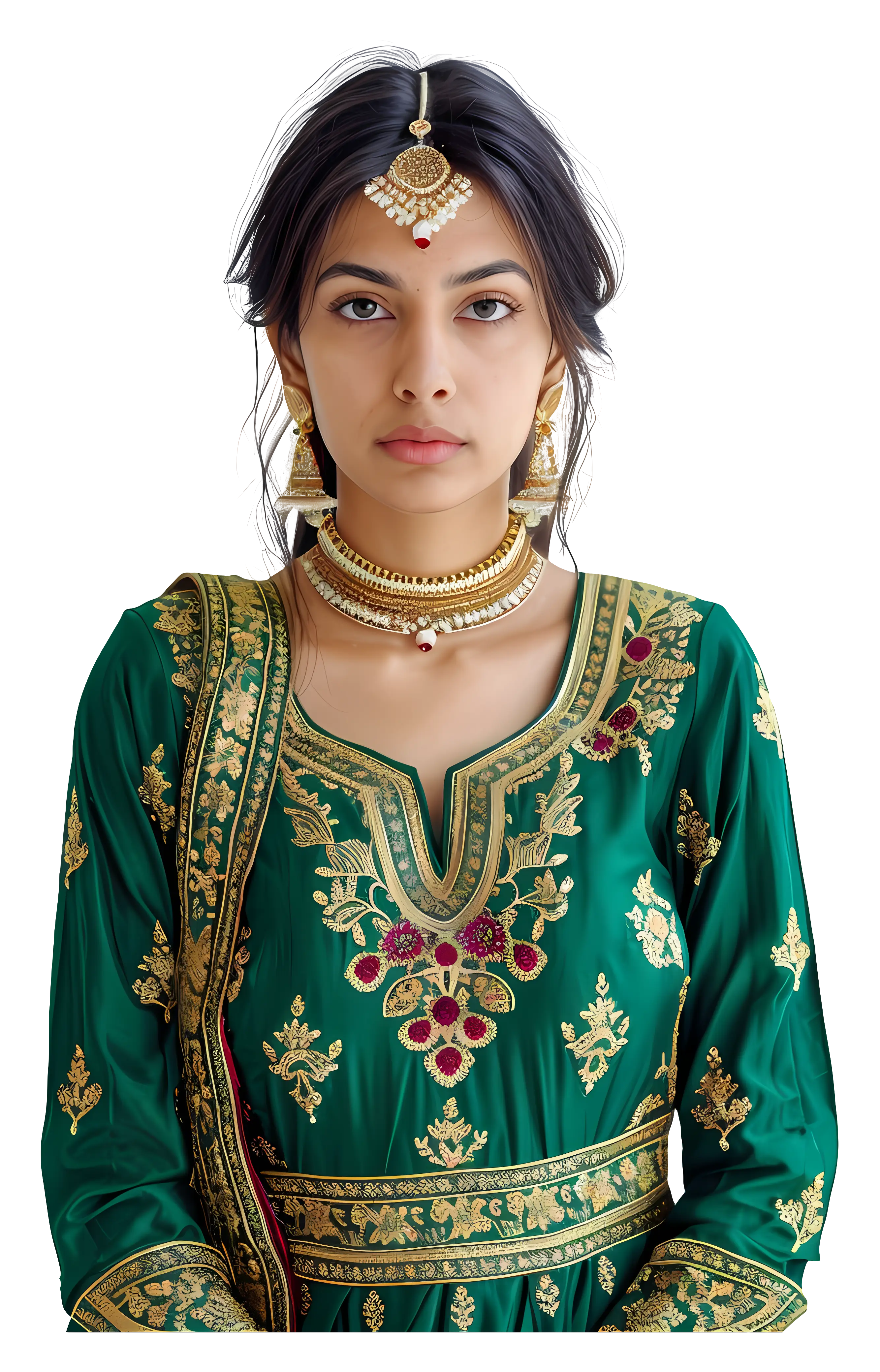 Woman in Green Traditional Dress