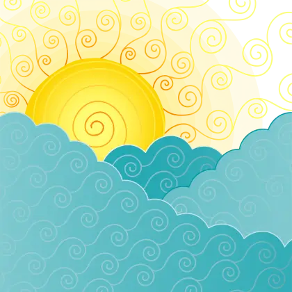Sunny Day with Clouds Illustration