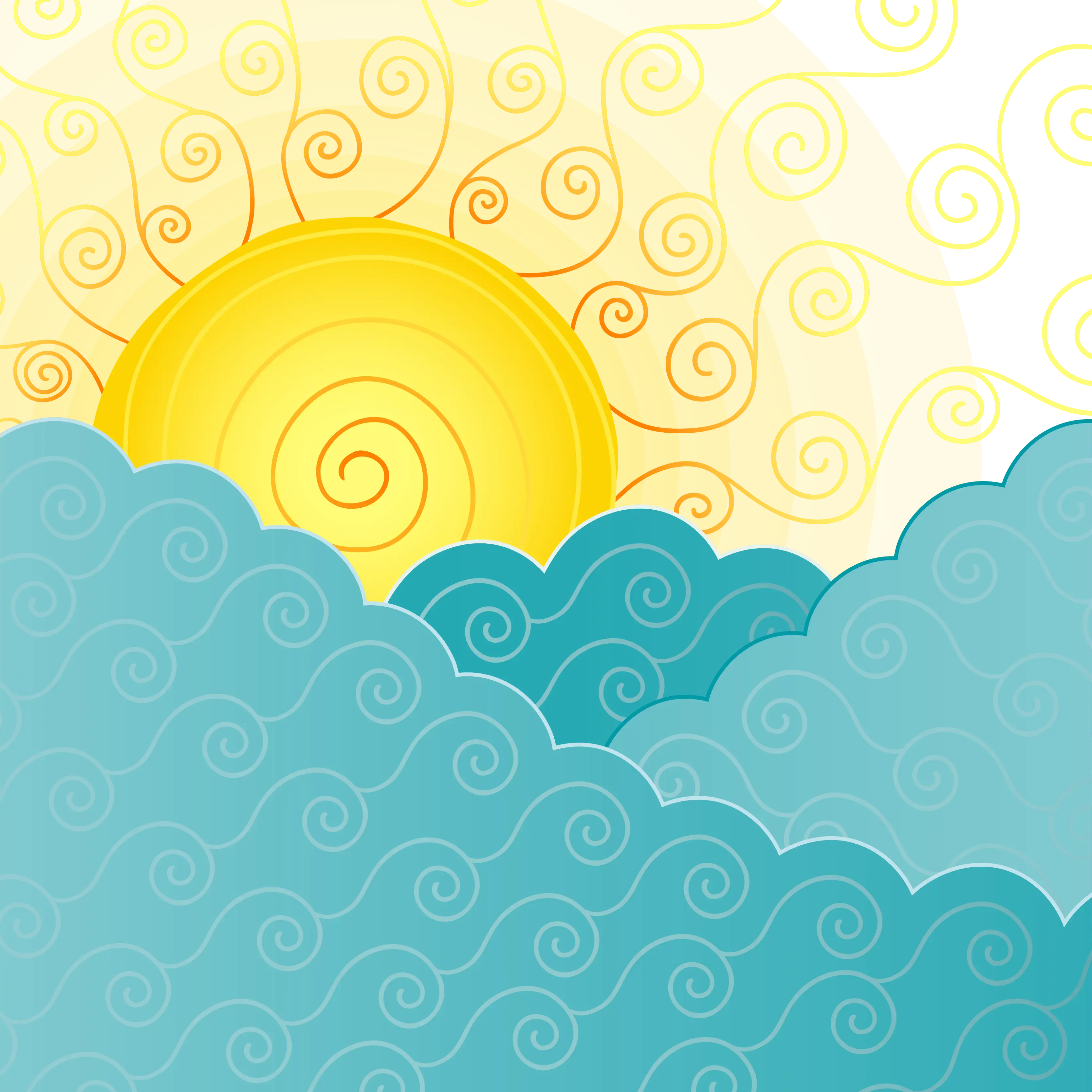 Sunny Day with Clouds Illustration