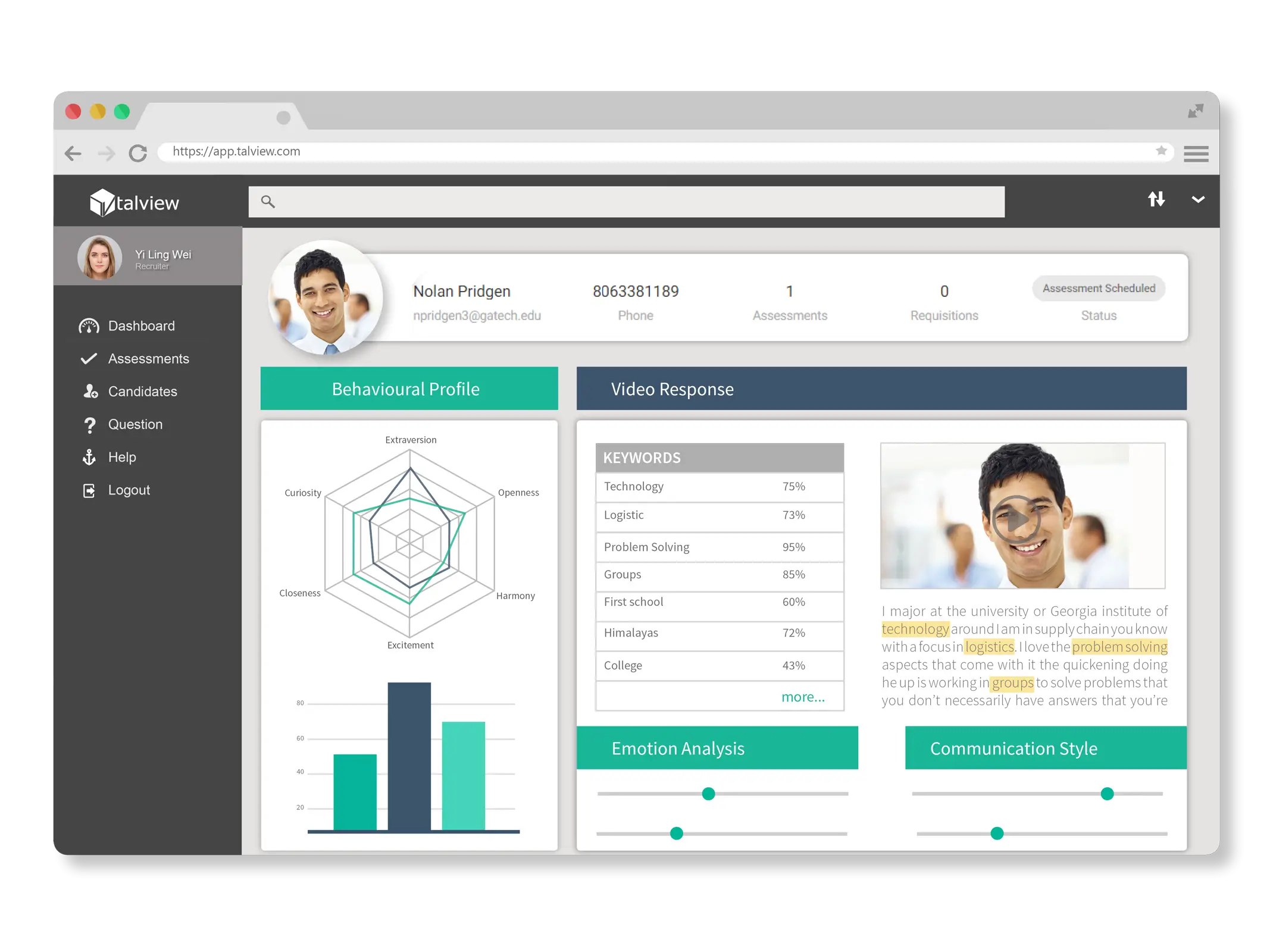 User Profile Dashboard Interface