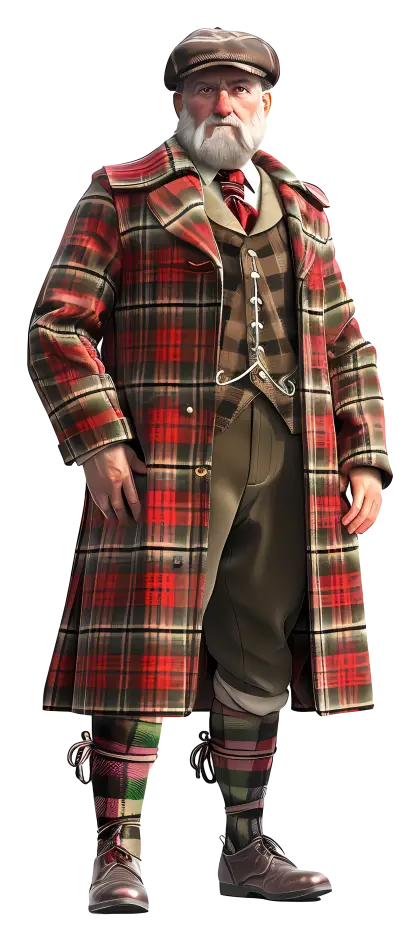 Old Man in Plaid Coat