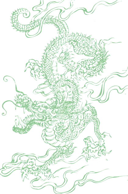Green Dragon Illustration in Oriental Style