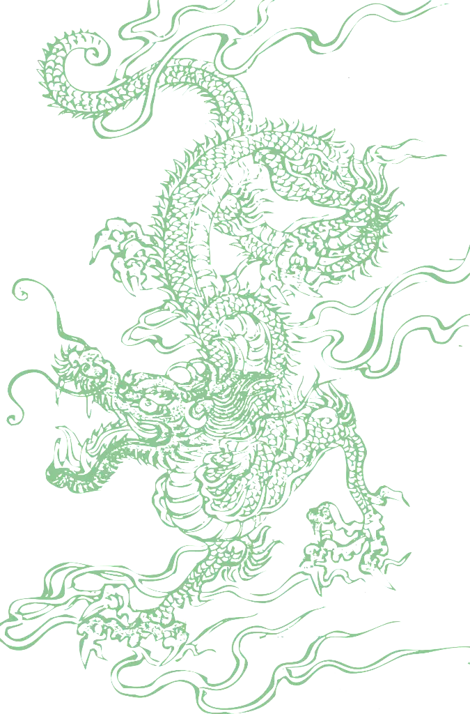 Green Dragon Illustration in Oriental Style