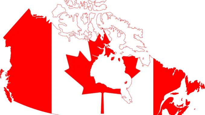 Canada Map Blended with National Flag