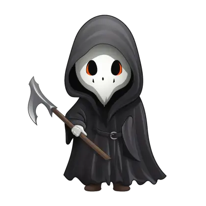 Cute Cartoon Grim Reaper with Scythe