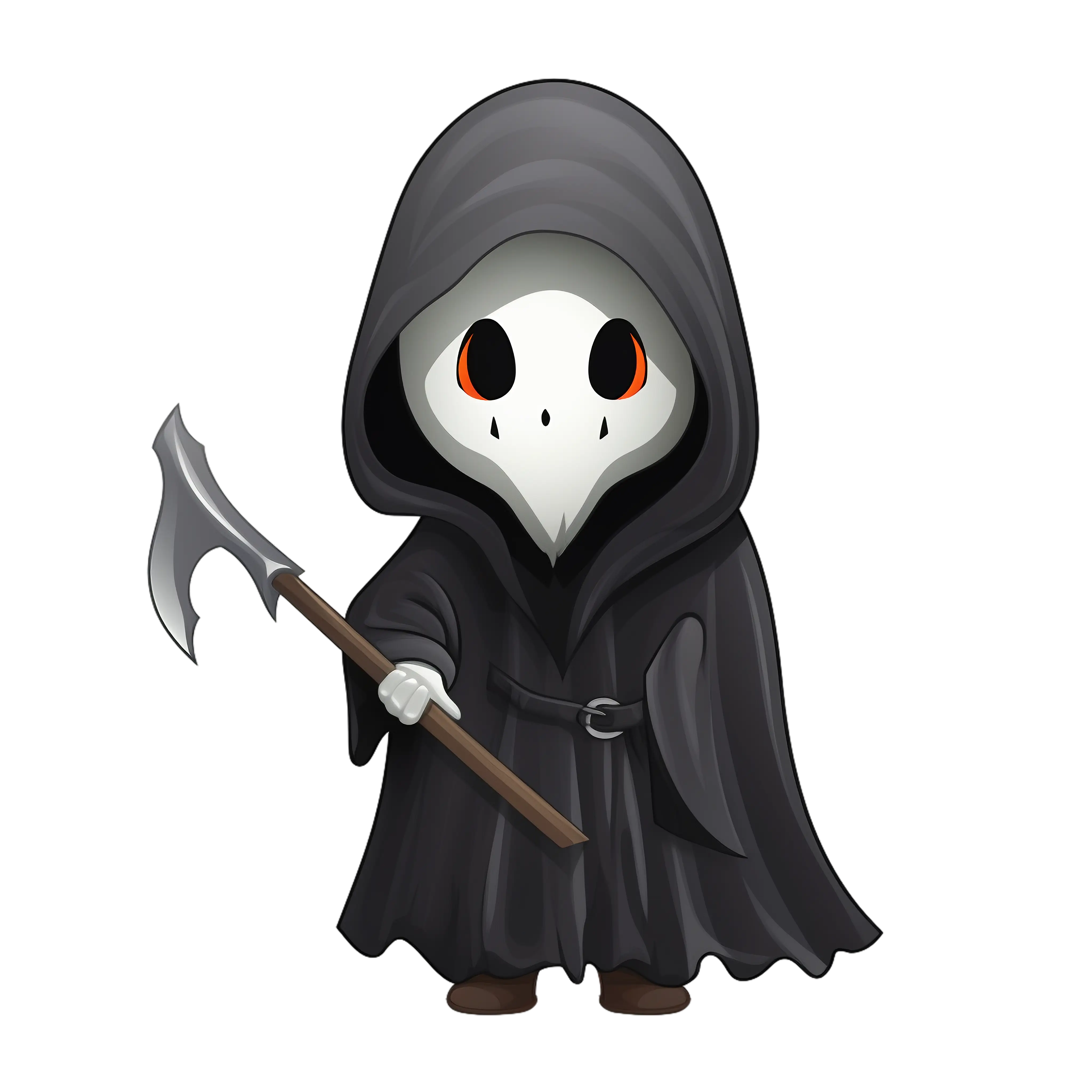 Cute Cartoon Grim Reaper with Scythe