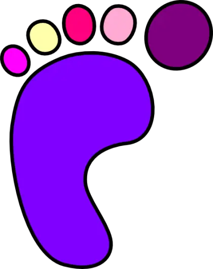 Illustration of a Purple Footprint with Colorful Toes