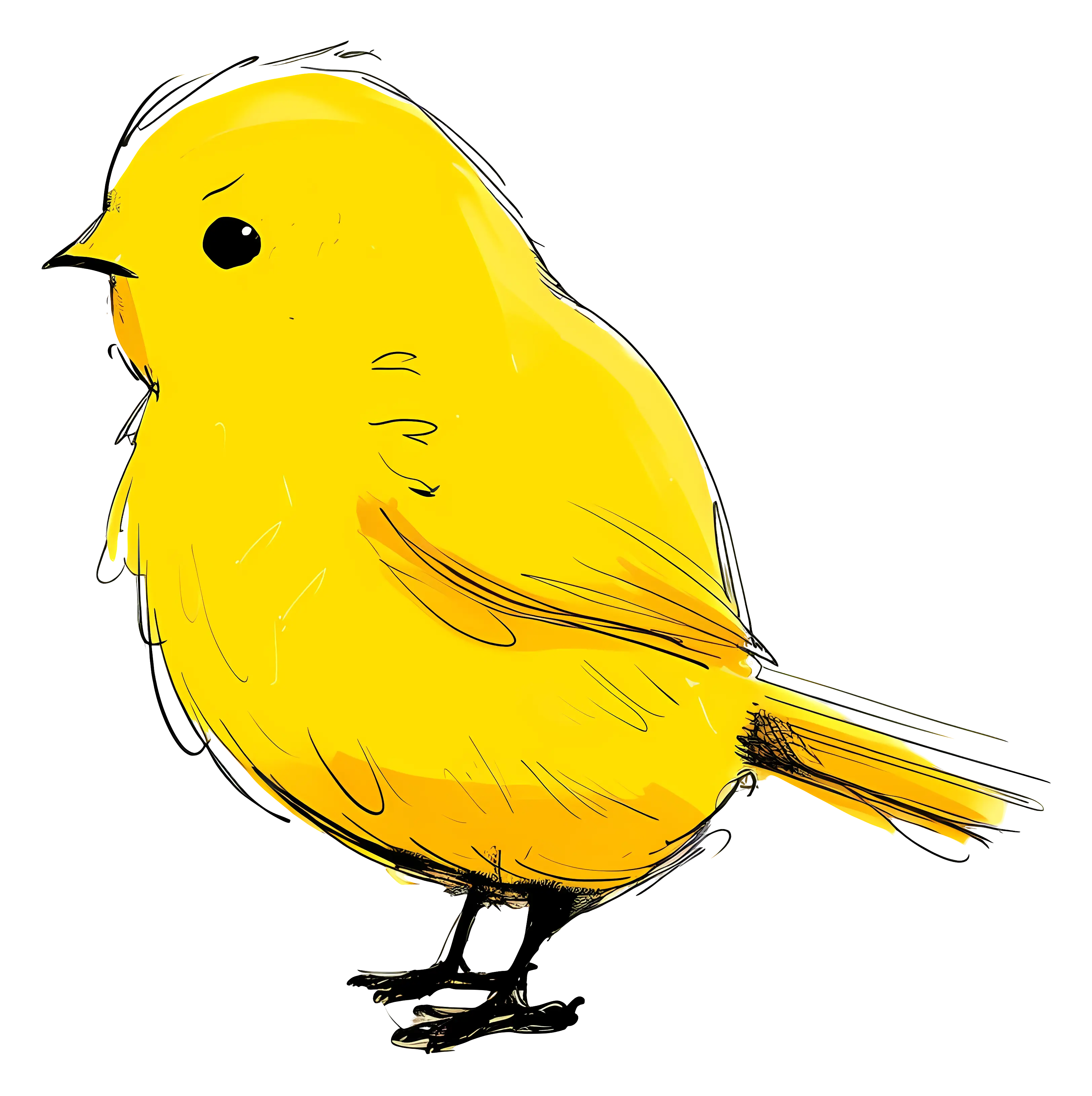 Cute Yellow Bird Sketch Illustration