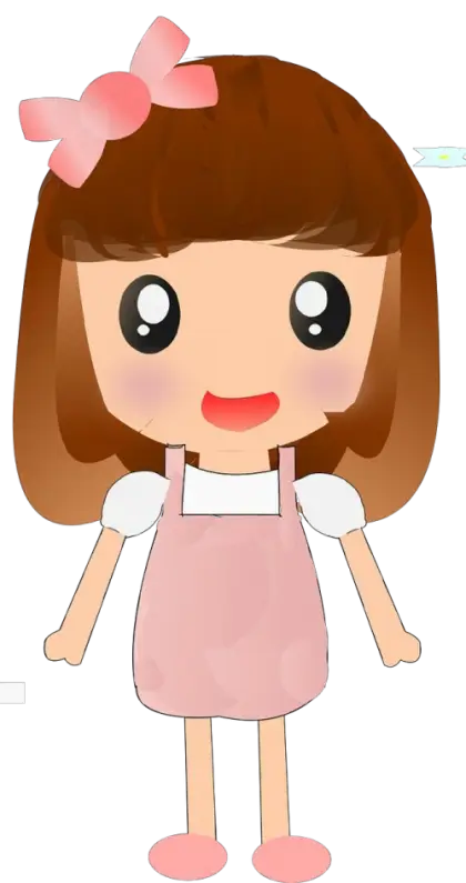 Cartoon Girl with Pink Outfit and Bow