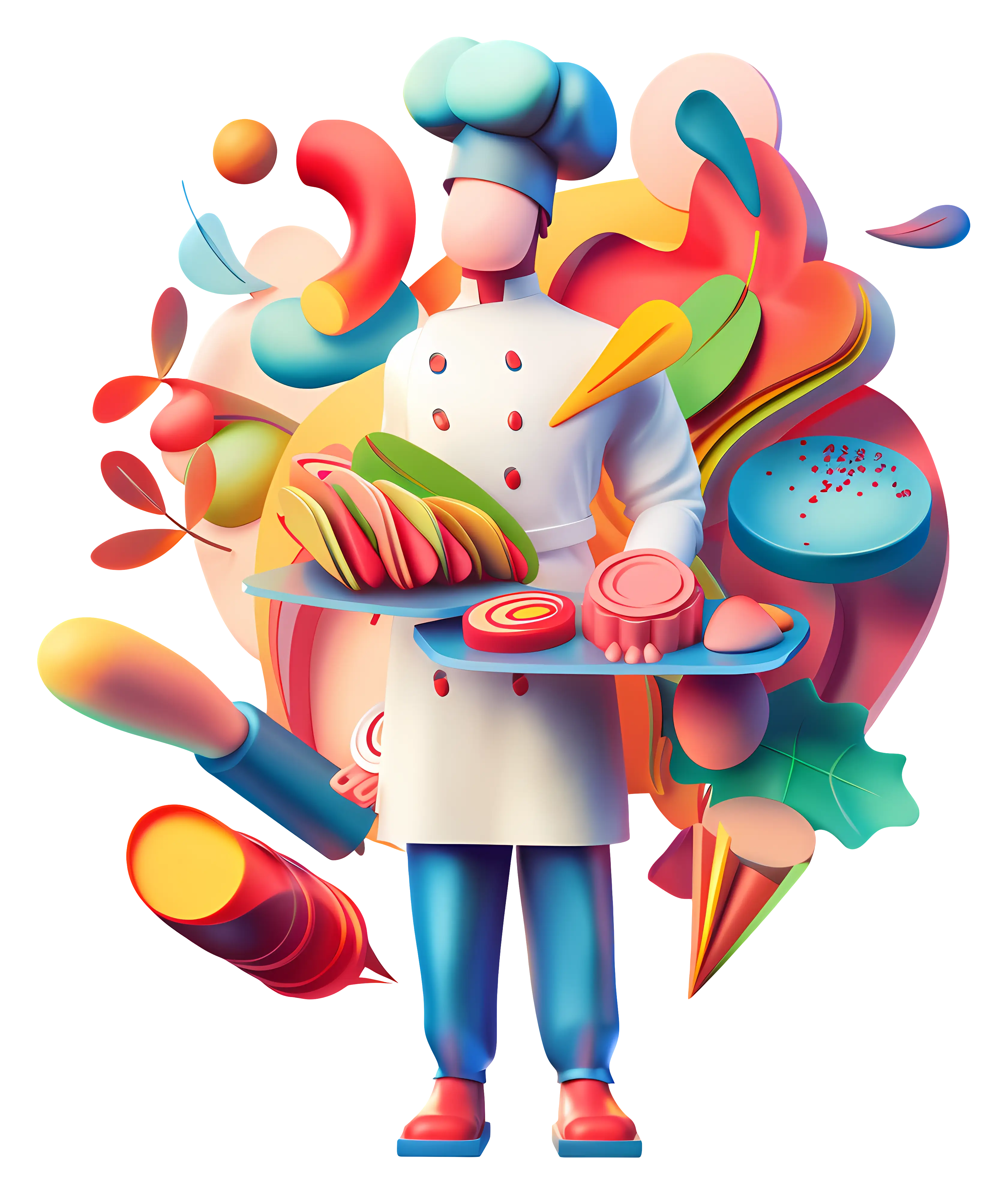 Colorful Chef with Platter of Food
