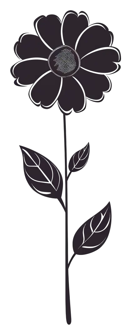 Black Flower with Leaves