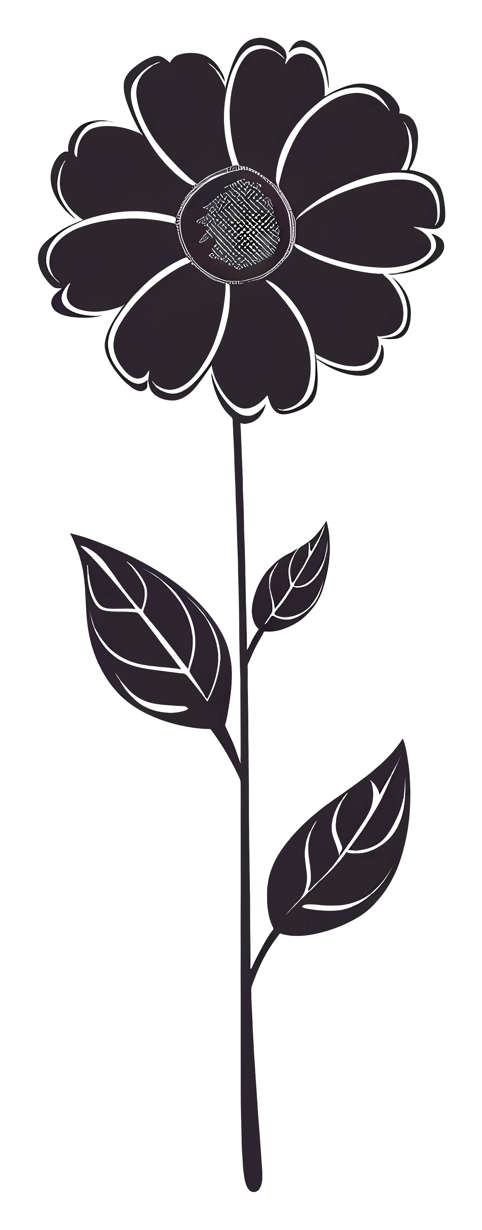 Black Flower with Leaves
