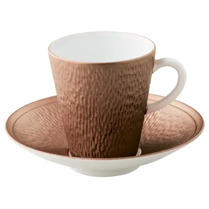 Textured Ceramic Cup with Saucer