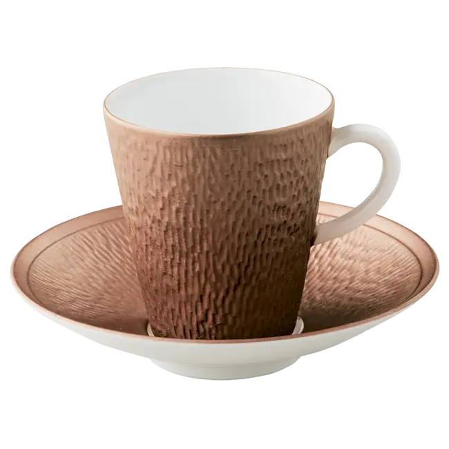 Textured Ceramic Cup with Saucer