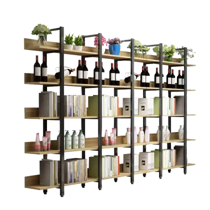 Modern Bookshelf with Books and Plants