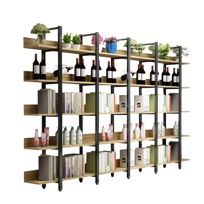 Modern Bookshelf with Books and Plants